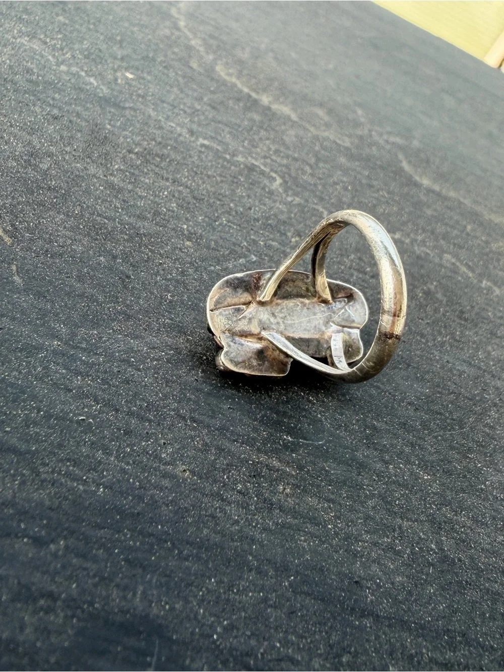 Vintage Turquoise Leaf Ring - Blue and Silver